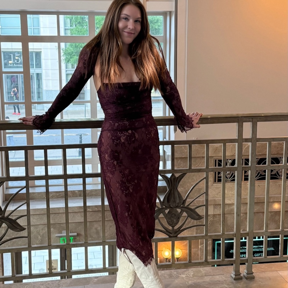 House of CB Red Bodycon Dress Square Neck Sleeveless